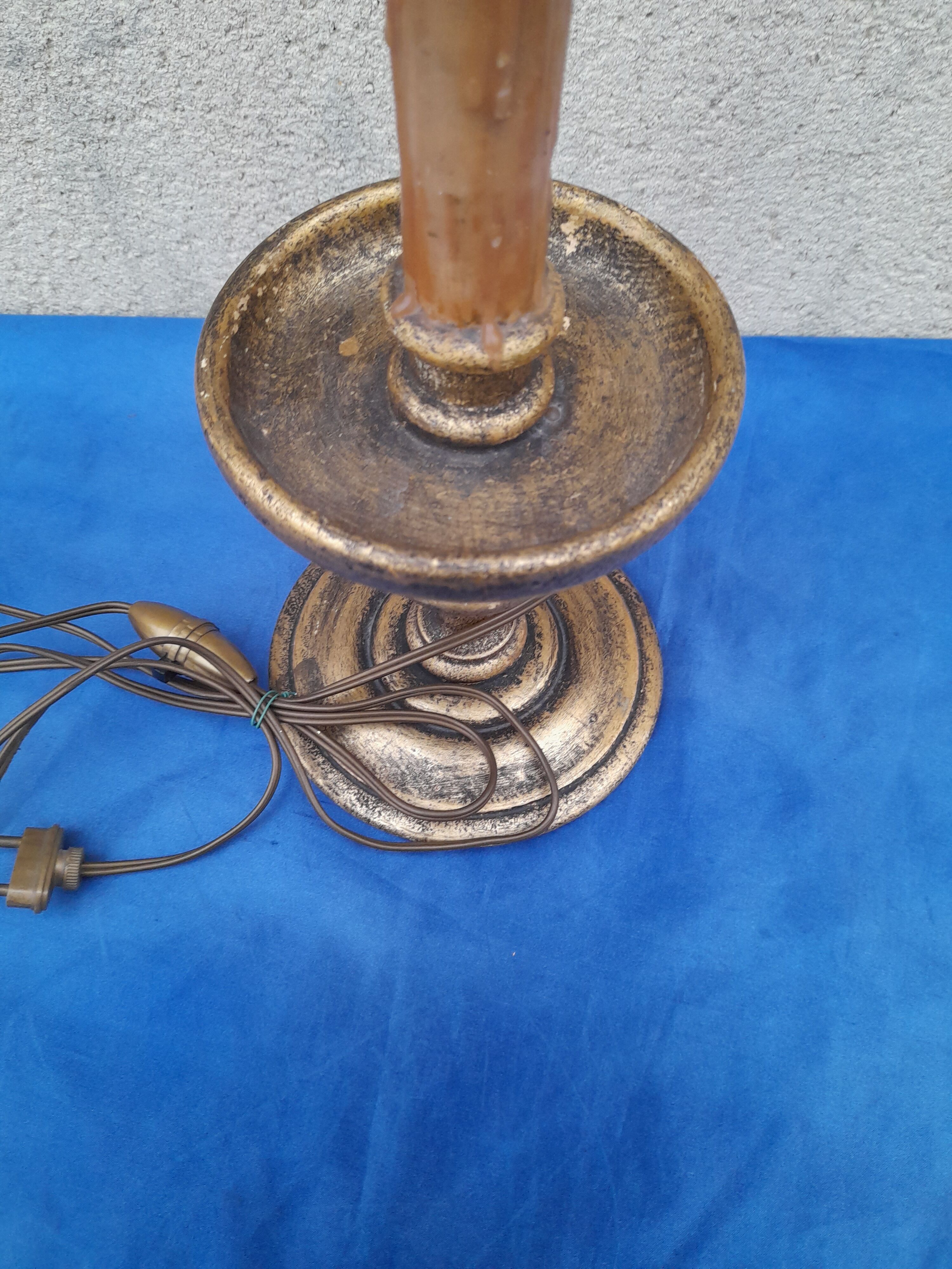 Lamp foot in turned wooden gilded H 34.5 cm