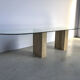 Large vintage travertine dining table by Artedi, 1970s