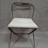 Old garden chair low folding metal fabrics 1900