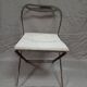 Chaise de jardin ancienne basse pliante métal tissus 1900