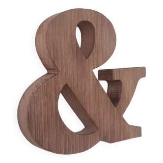 Lettre & , lettre d'imprimerie en bois, décoration murale en bois, lettre à poser, décoration