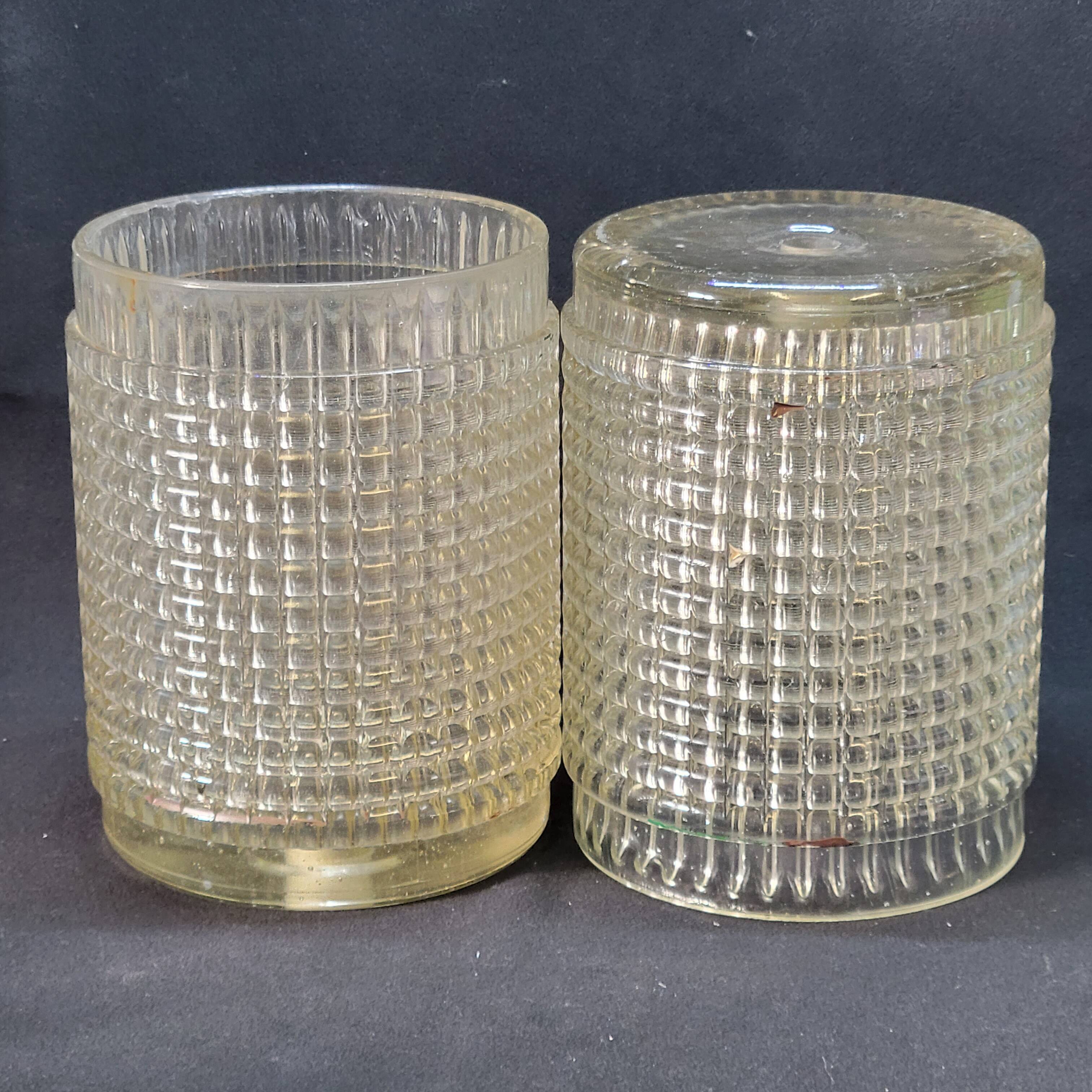 Pair of globe lampshades for wall lamp or lighting lamp in molded pressed glass