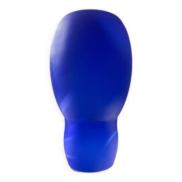 Lampe champignon en pâte de verre bleu et blanc
