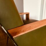 Vintage leather chair olive green