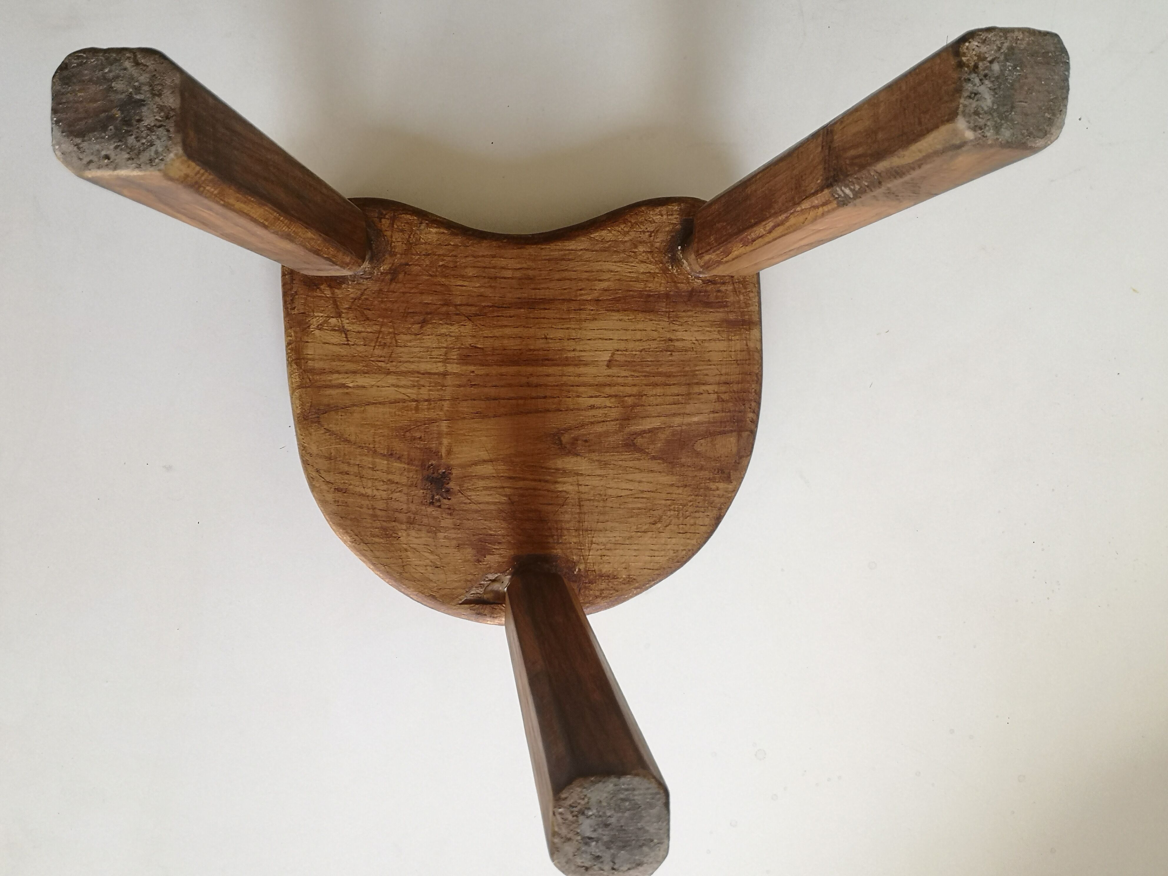 Lot of 2 low stools in solid raw wood
