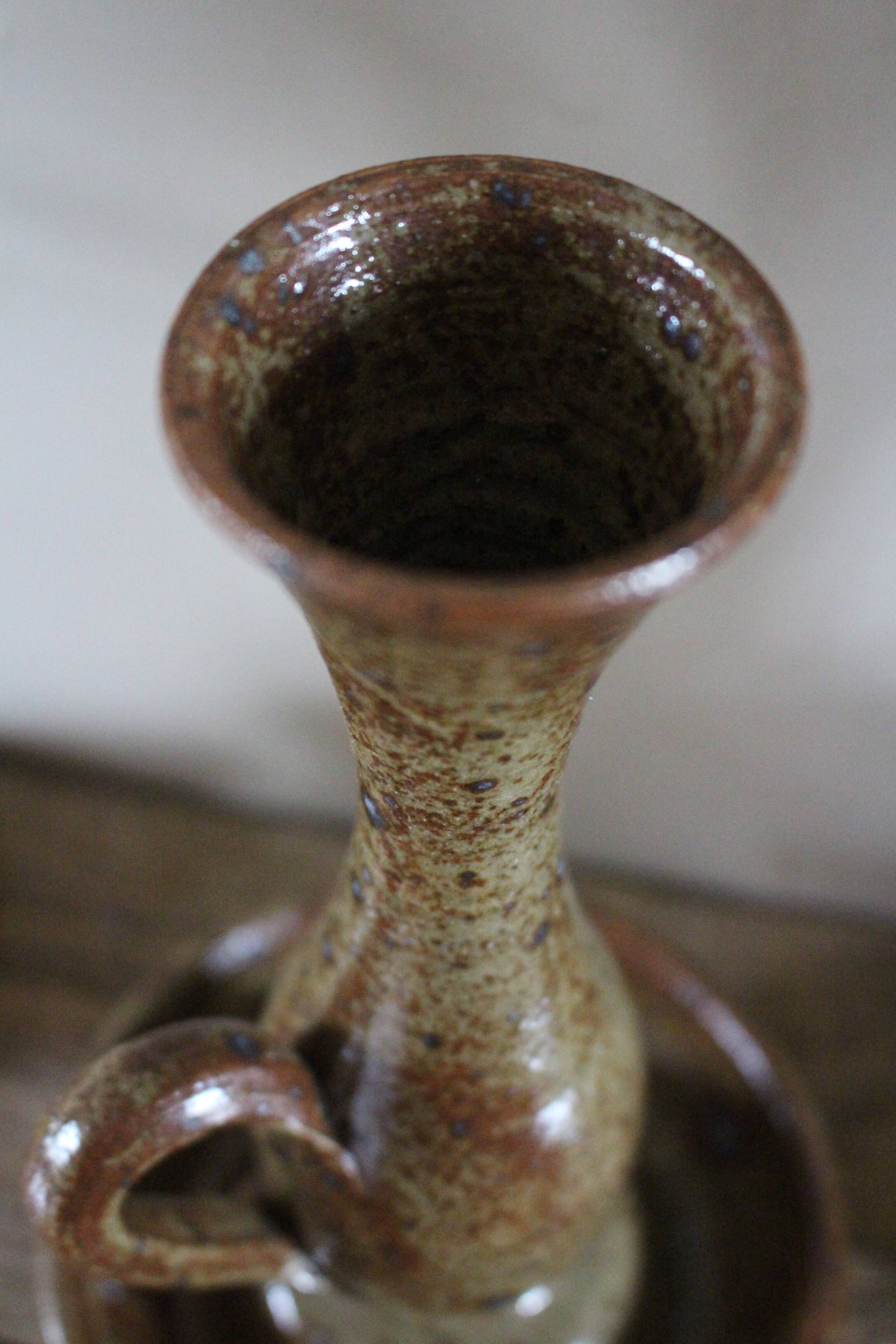 Vintage pyrite cave rat stoneware candlestick