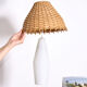 Vintage pendant light, glass & rattan