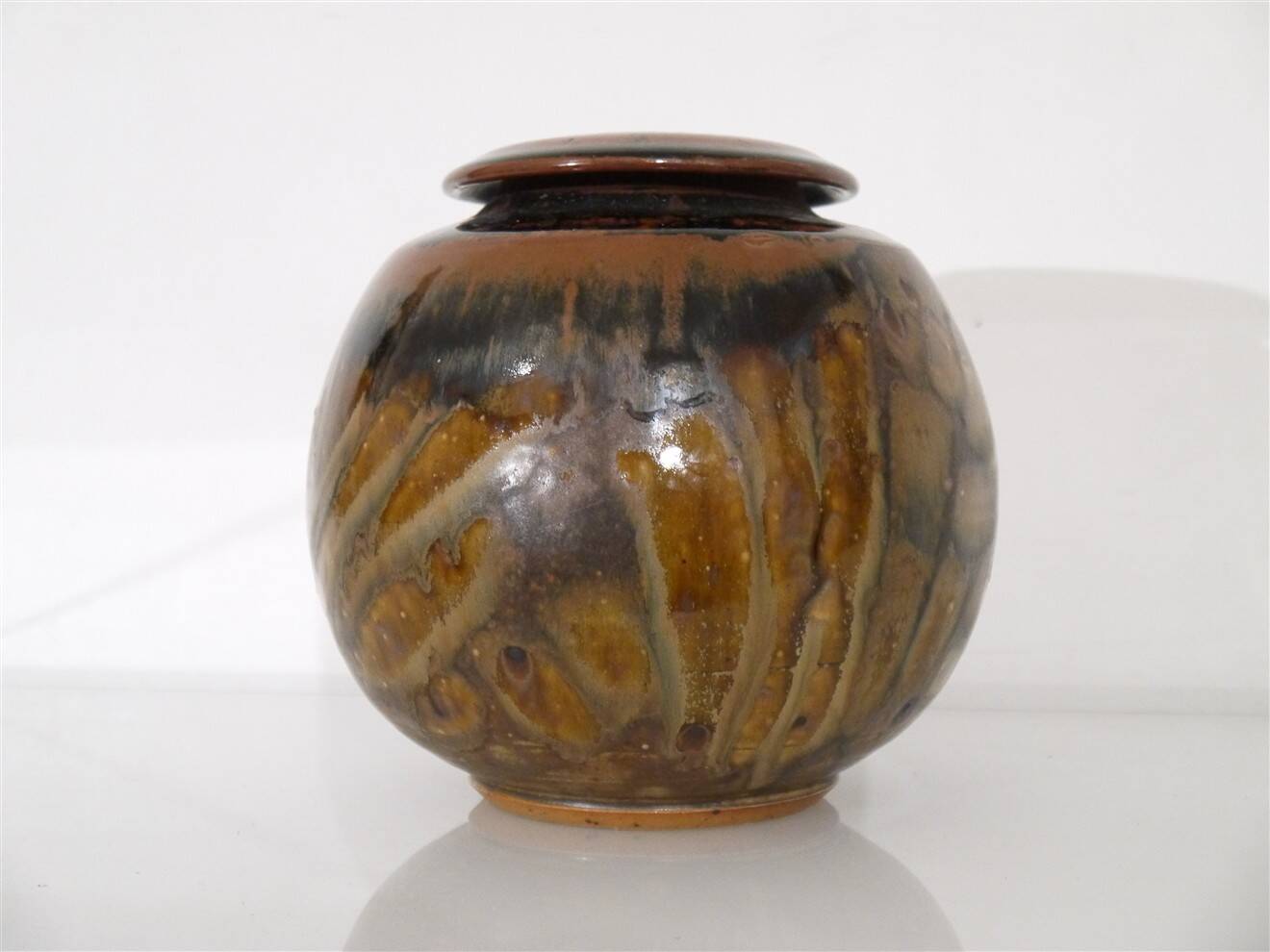 1970s stoneware round vase