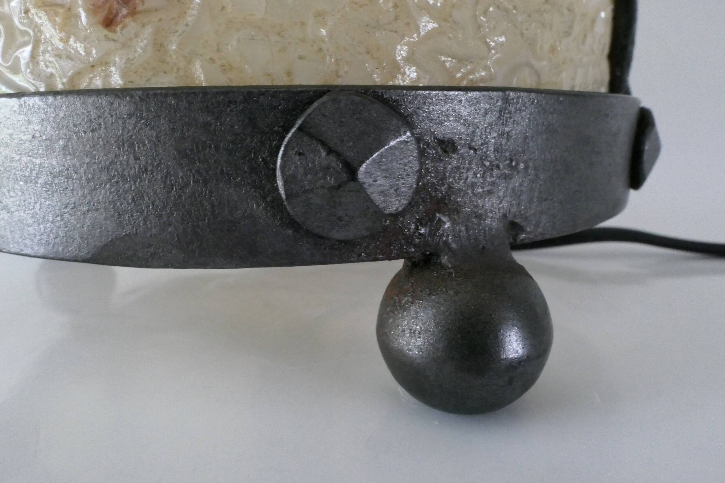 Wrought iron lamp and Perspex lampshade with herbarium decor