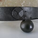Wrought iron lamp and Perspex lampshade with herbarium decor