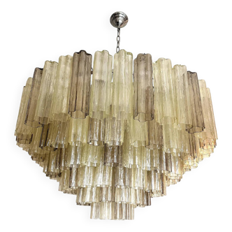 Luxury Huge Champagne E Fumè “Tronchi” Murano Glass Chandelier in Venini Style