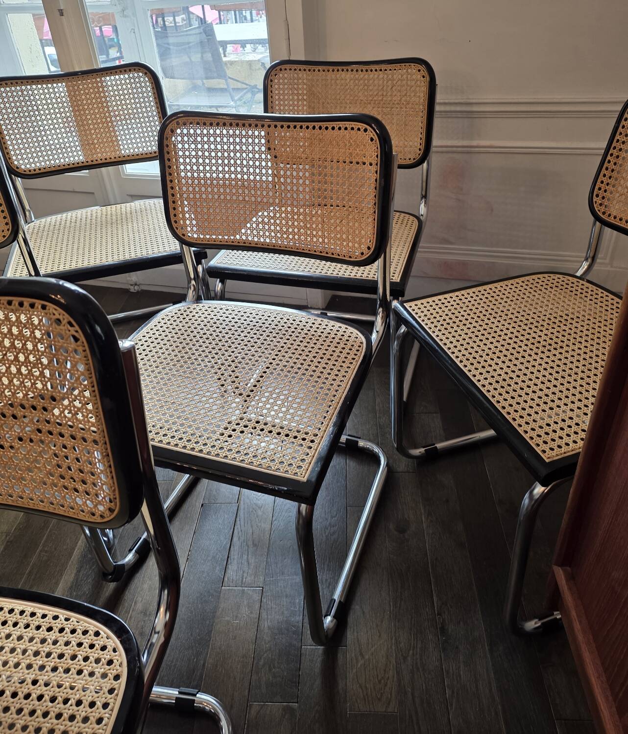 Set of 6 Cesca B32 Marcel Breuer black vintage chairs Made in Italy