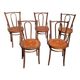 Set de 5 chaises bistrot en bois courbe et pyrogravure