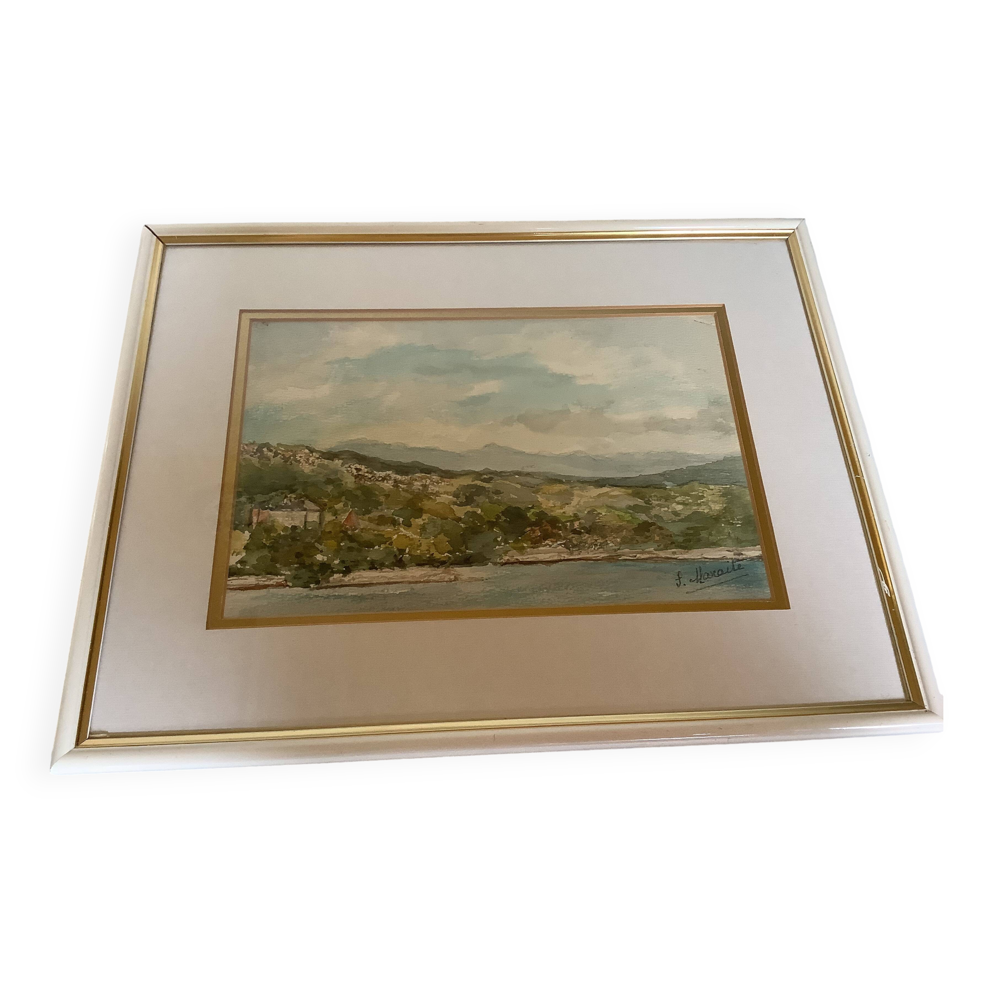 Watercolor landscape frame