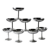 8 vintage dessert bowls on a pedestal in stainless steel in the style of Guy Degrenne.