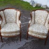 Pair of Louis XVI style armchairs with ears