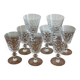 6 crystal wine glasses and 2 water glasses