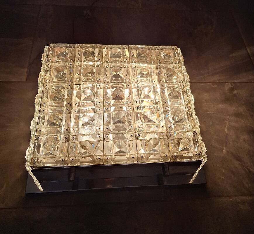 Mid century modernist rare kinkeldy square flush mount light