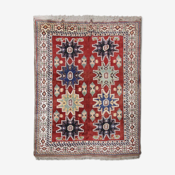 Vintage Caucasian Kazak Carpet Area Rug- 207x227cm