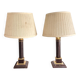 Pair of Neo-Classical Burgundy Lamps with Jansen Style Shades, Chic Le Dauphin