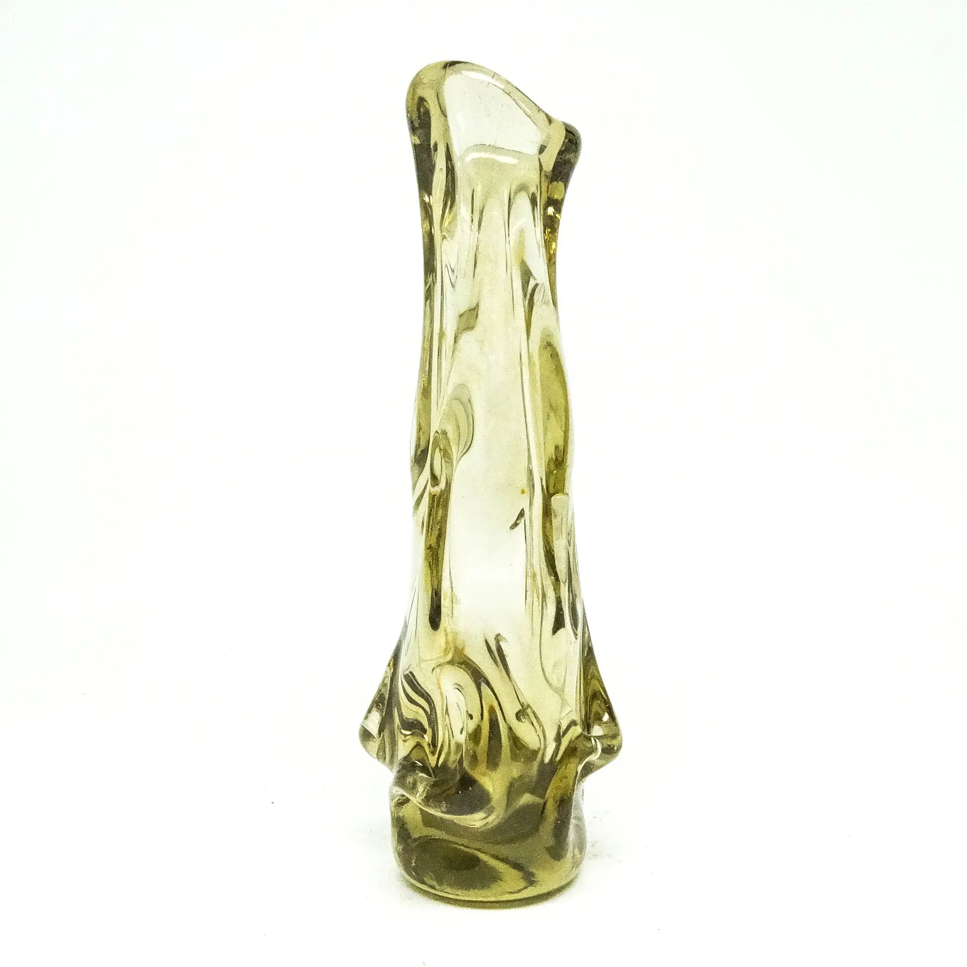 Postmodern vase, yellow glass, Poland, 1970s