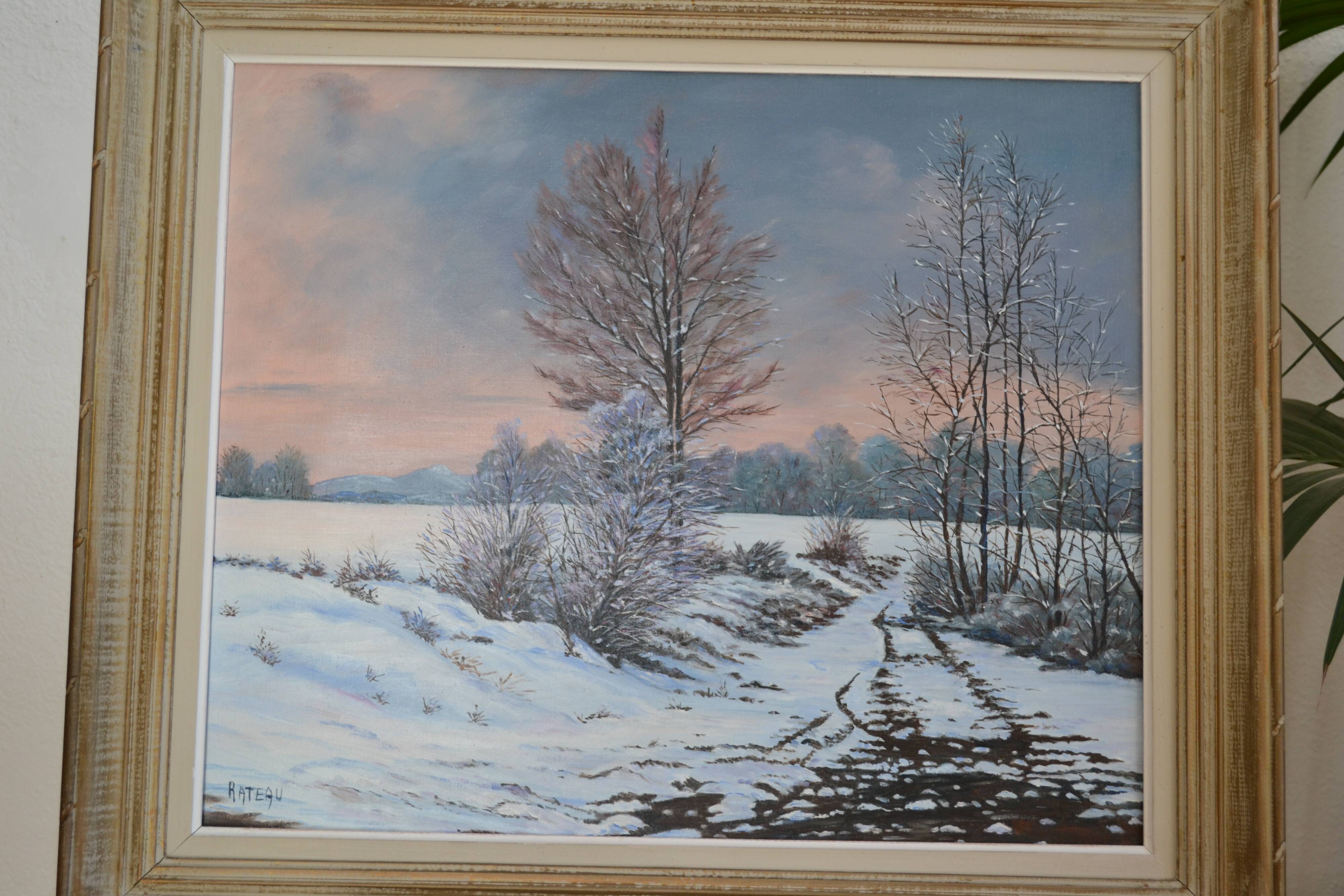 Rateau "Snowy landscape" framed HST painting