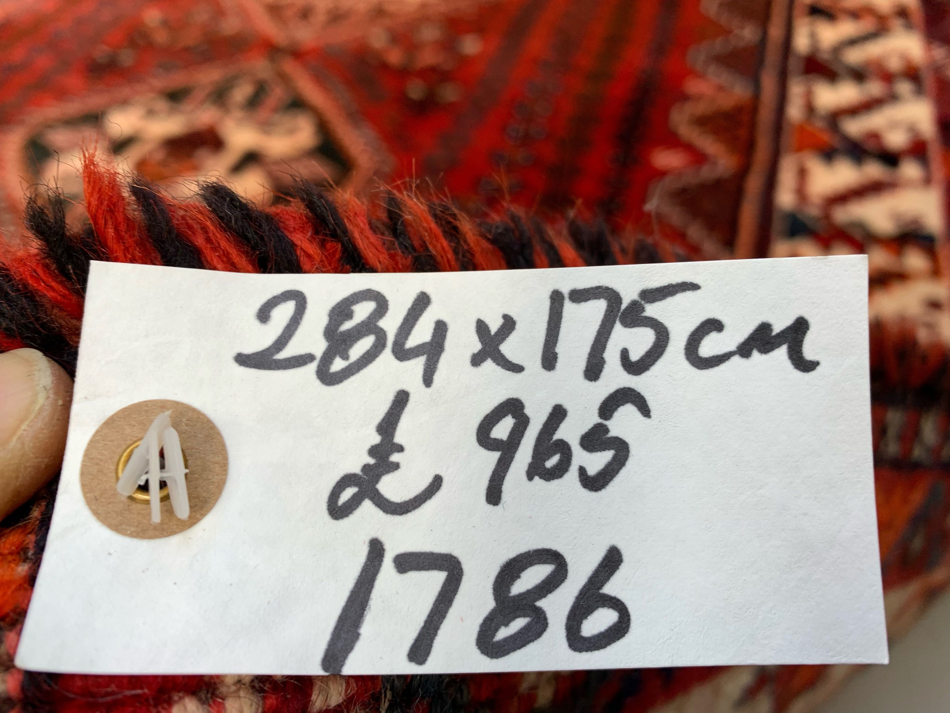 Vintage Traditional Tribal Rug 284x175 cm Wool Oriental HandMade Rug, Red Black