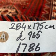 Vintage Traditional Tribal Rug 284x175 cm Wool Oriental HandMade Rug, Red Black