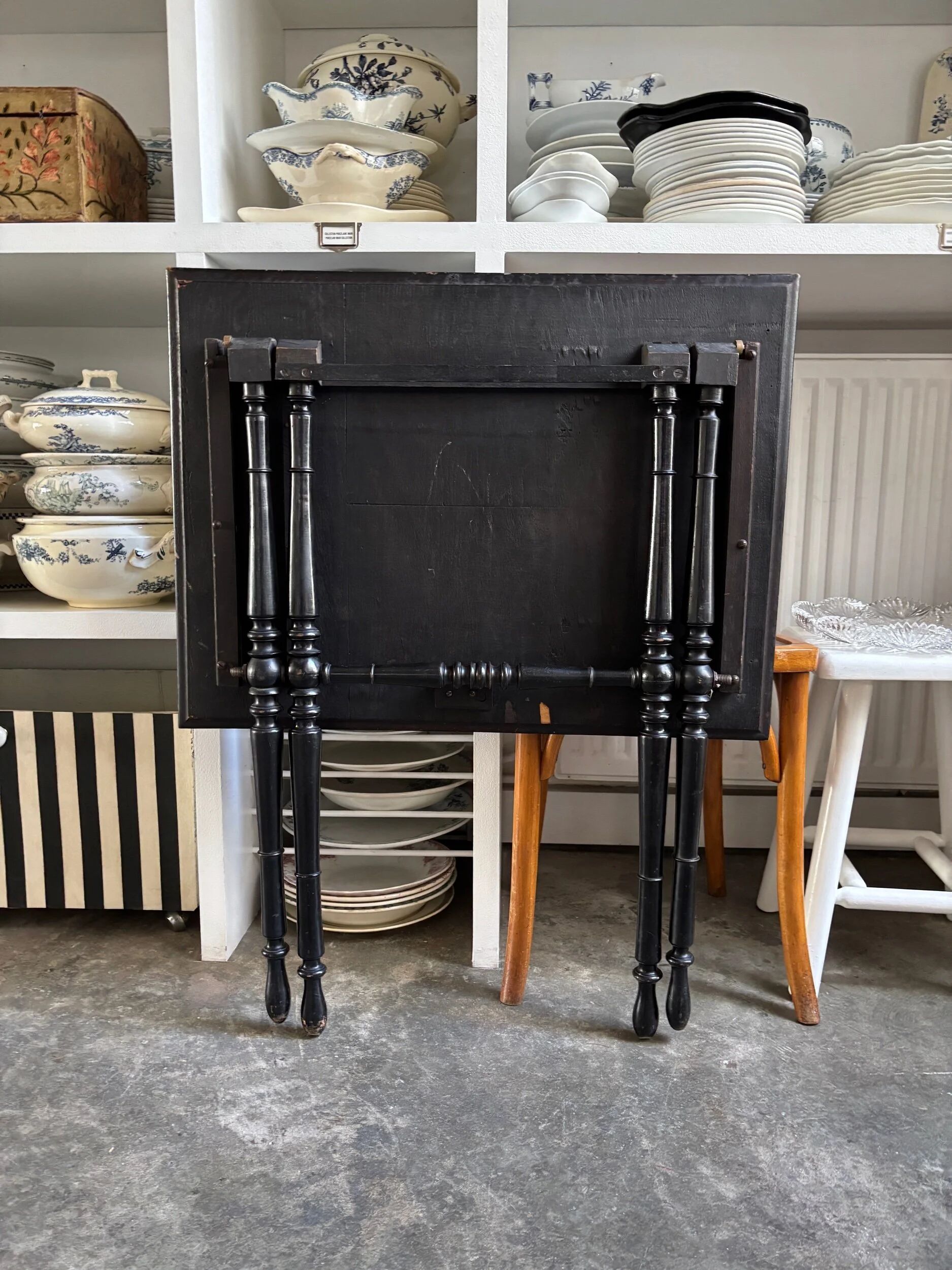 Napoleon III folding table in blackened wood 72 x 54 cm