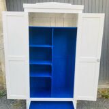 Antique white Parisian wardrobe with Majorelle blue interior