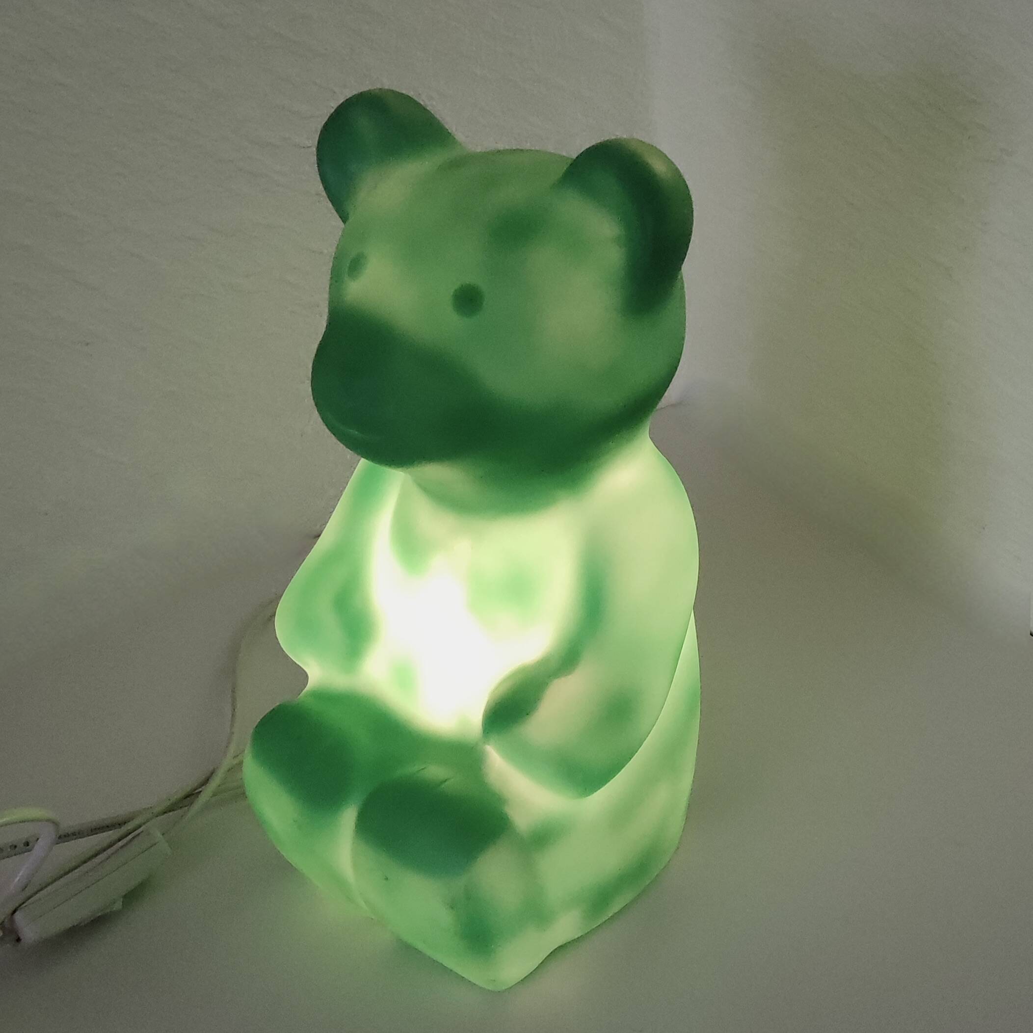 JELLY BEAR lamp, green teddy bear night light