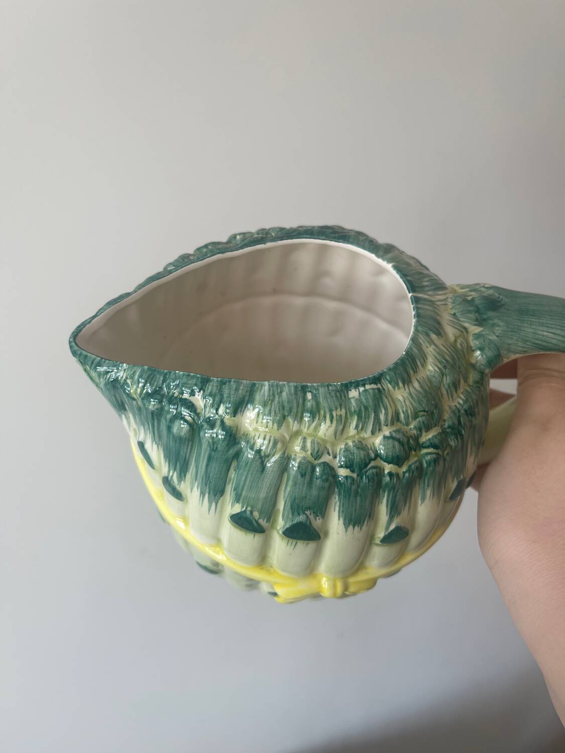 Vintage ceramic asparagus bunch carafe pitcher for country kitchen decor
