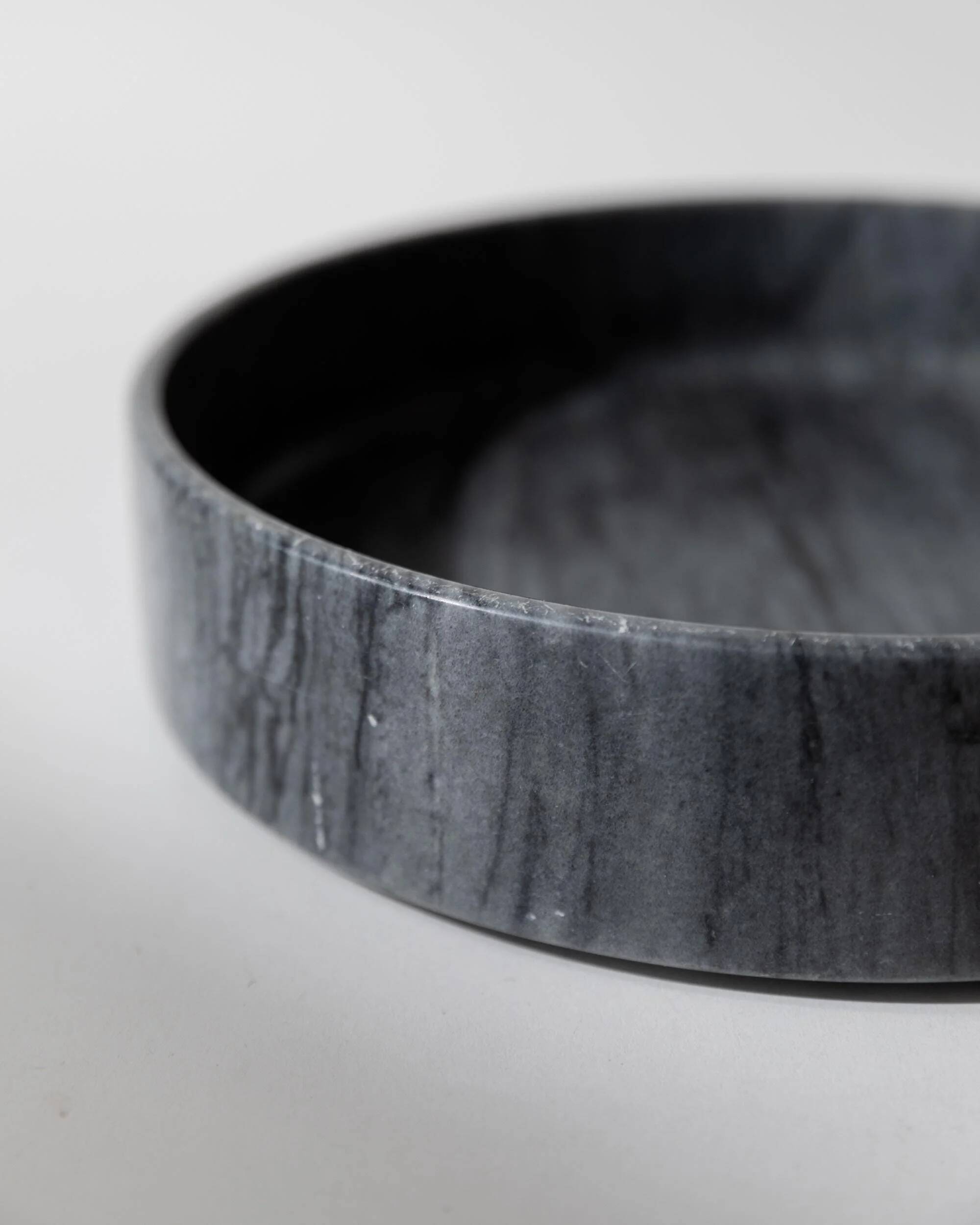 Large vintage marble bowl from the 1970s, dark grey.