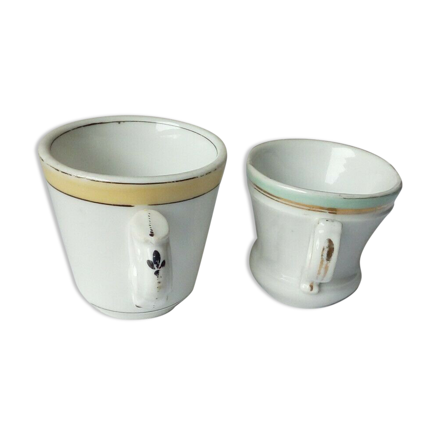 2 cups brulots in porcelain thick bistro late 19 eme