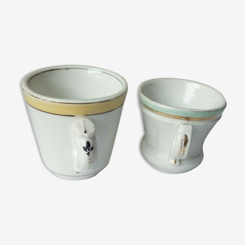 2 cups brulots in porcelain thick bistro late 19 eme