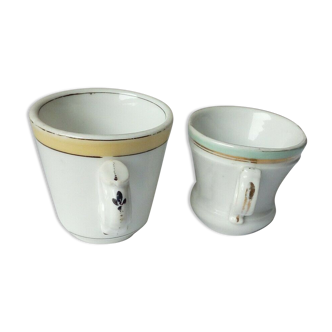 2 tasses brulots en porcelaine epaisse bistrot fin 19 eme