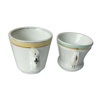 2 cups brulots in porcelain thick bistro late 19 eme