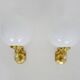 Pair of wall sconces with carp fish, brass and opaline globe.