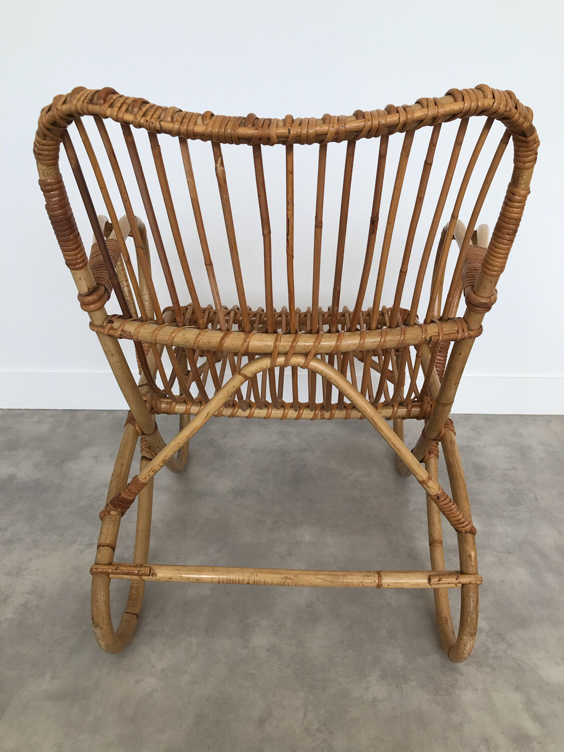 Pair of vintage rattan armchairs