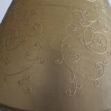 Vintage table lamp in turned wood and fabric lampshade