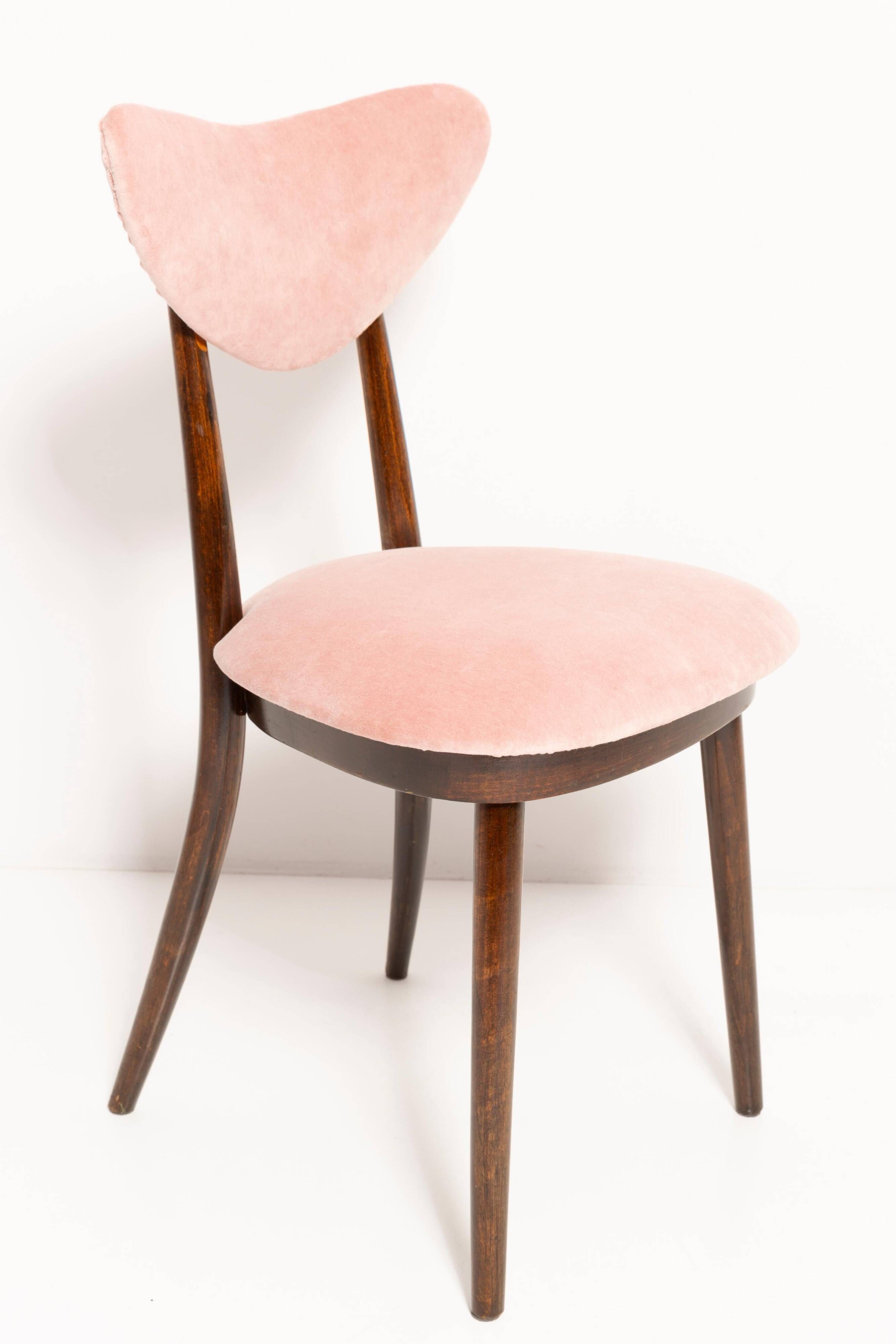 Pink Heart Mid-Century Cotton Velvet Chair, Europe, 1960s