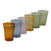 Lot de six verres hexagonaux en verre de Murano fabriqués à la main par Carlo Scarpa