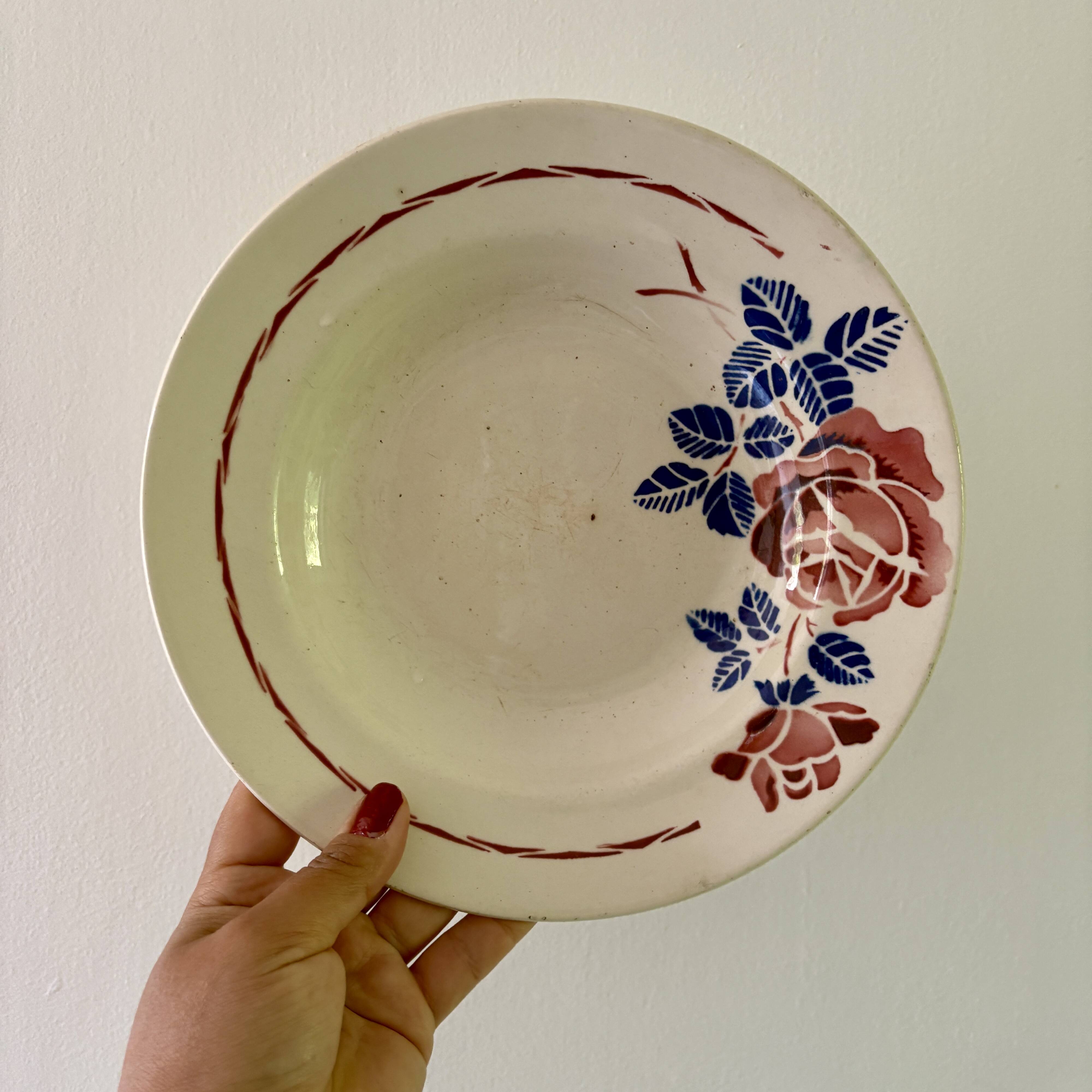 Set of 8 mismatched vintage soup plates