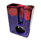 Ceramic vase year 70 blue and red design