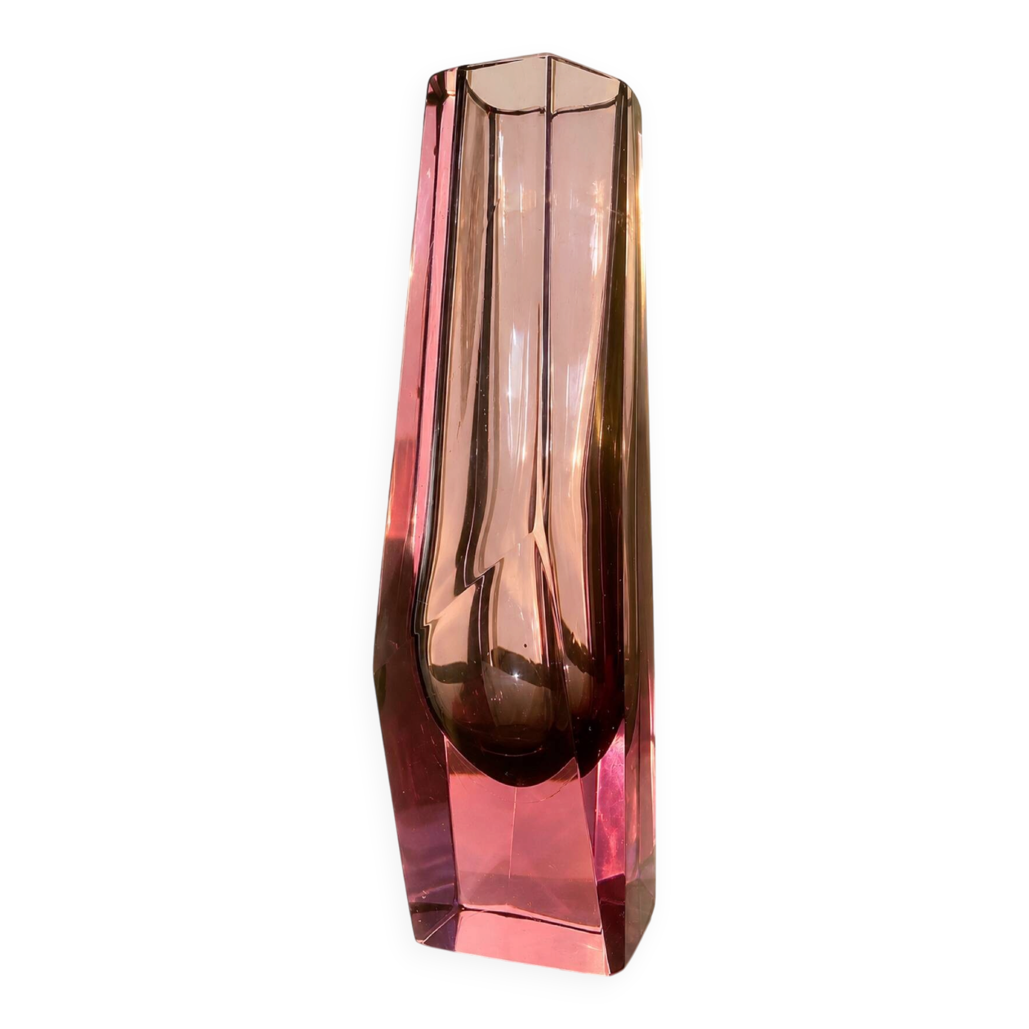 Grand vase murano sommerso 60s verre violine