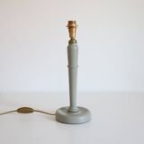 Vintage table lamp, wooden base and antique printed lampshade