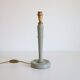 Table lamp, turned wooden base and antique printed lampshade