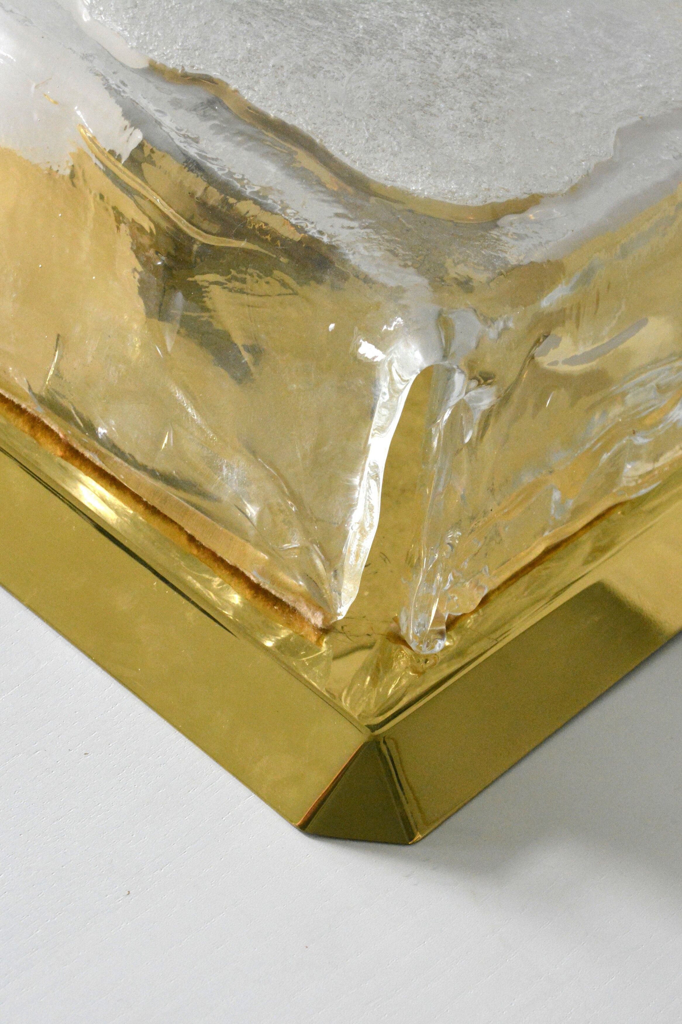 Large Kalmar flushmount, Murano ice glass 70s