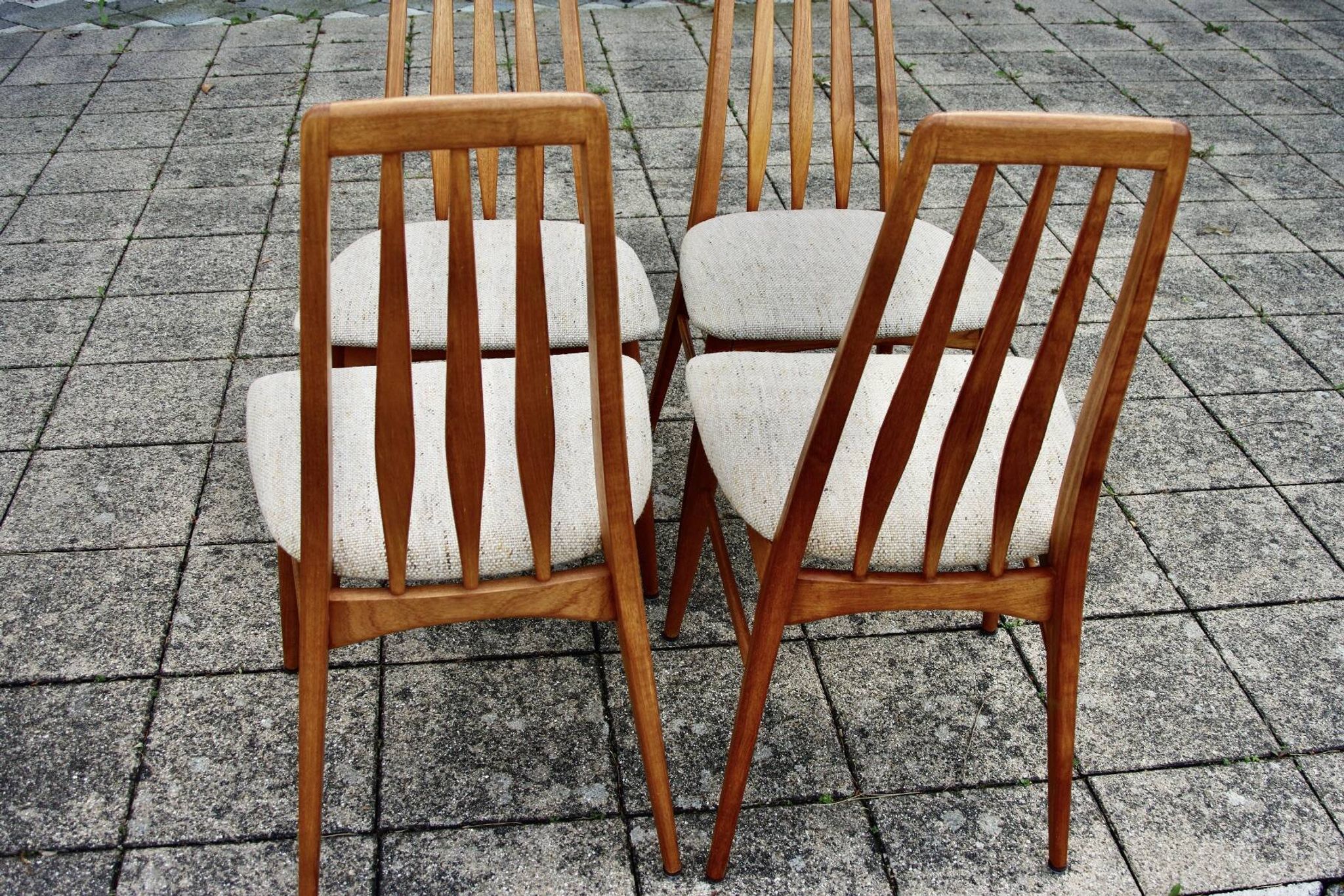 Set of 4 chairs and a pair of vintage eva armchairs by nils koefoed