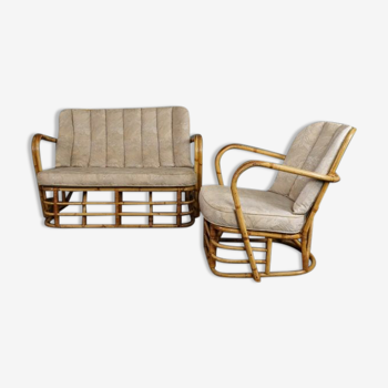 Ensemble canapé 2 places et fauteuil, 1950